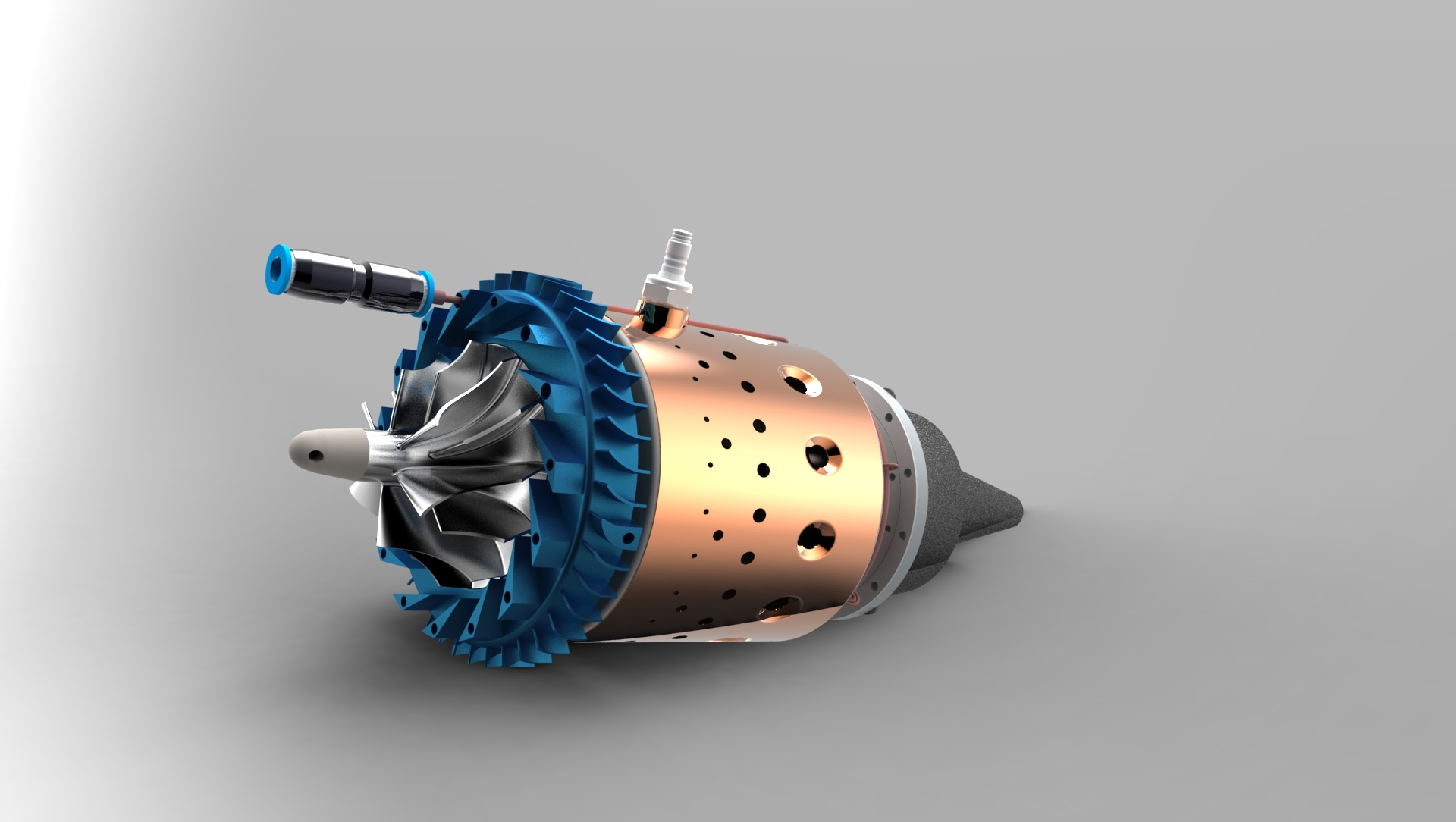 Assembling the combustion chamber of the KJ-66 turbojet engine: